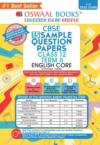 Oswaal Term 2 English Core CBSE Class 12 Sample Question Paper Book (For Term-2 2022 Exam)