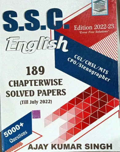 SSC English 189 Chapterwise Sol.Papers (till July 2022) 5000+