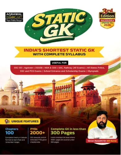 Examcart All Competitive Exams Static GK Book 2026 by Varun Awasthi | 100 Chapters, 2000+ PYQs, Chapterwise Theory | For SSC GD, Railway, NDA, CDS, Agniveer, Police, PCS, DSSSB Exams (English Medium)