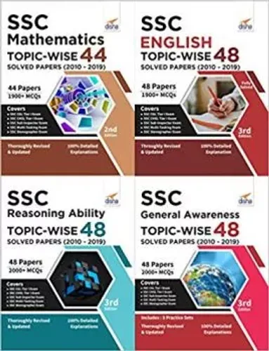 SSC Topic-wise 48 Solved Papers (2010-2019) - Mathematics, English, Reasoning & General Awareness - set of 4 Books