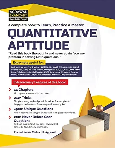 Examcart Quantitative Aptitude Practice Book For All Type of Government and Entrance Exam 2021 (Bank, SSC, Defense, Management (CAT, XAT GMAT), Railway, Police, Civil Services) in English