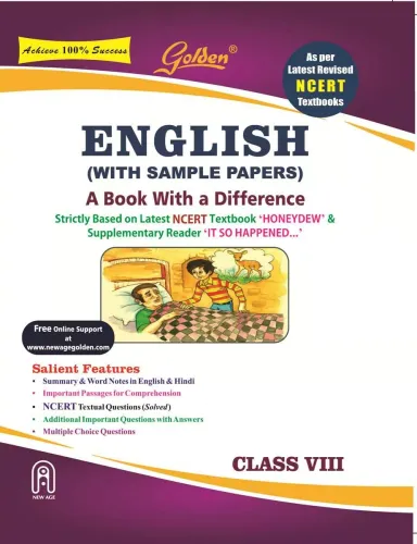 Golden English: (With Sample Papers) A book with a Difference for Class- 8 (For 2022 Final Exams) 