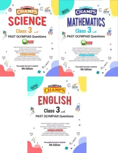 Olympiad Champs Science, Mathematics, English Class 3 with Past Questions 4th Edition (set of 3 books)