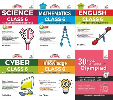 Olympiad Champs Science, Mathematics, English, Cyber & GK Class 6 with 30 Mock Tests (set of 6 books) 2nd Edition