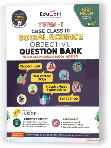 Educart TERM 1 SOCIAL SCIENCE MCQ Class 10 Question Bank Book 2022 (Based on New MCQs Type Introduced in 2nd Sep 2021 CBSE Sample Paper)