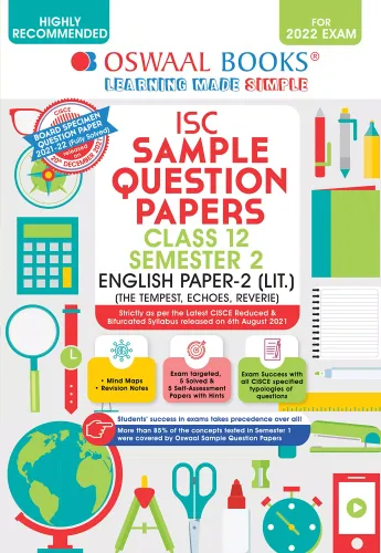 Oswaal ISC Sample Question Papers Class 12, Semester 2 English Paper 2 Literature Book (For 2022 Exam) 