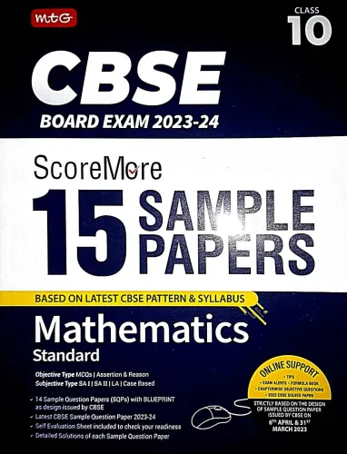 MTG CBSE ScoreMore 15 Sample Question Papers Class 10 Mathematics Standard Book For 2024 Board Exam