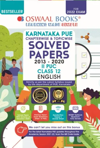 Oswaal Karnataka PUE Solved Papers II PUC English Book Chapterwise & Topicwise (For 2022 Exam) 