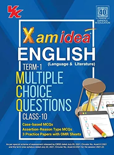 Xam Idea CBSE MCQs Chapterwise For Term 1, Class 10 English For 2022 Exam