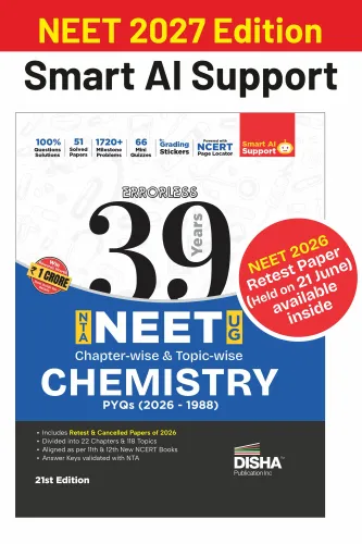 Disha Errorless 39 Years NTA NEET (UG) Chapter-wise & Topic-wise Chemistry NEET PYQ Book (2026 - 1988) 21st Edn | NEET Previous Year Solved Papers for 2027 Exam with 2026 Cancelled & Retest Paper