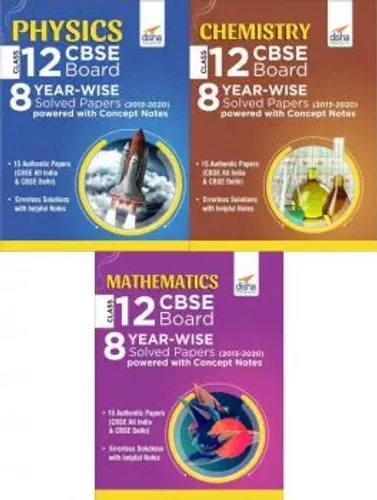 Physics, Chemistry & Mathematics Class 12 CBSE Board 8 YEAR-WISE (2013 - 2020) Solved Papers powered with Concept Notes-Set of 3 Books