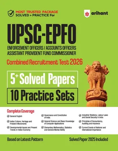 UPSC EPFO 2026 Study Guide | EO, AO & APFC | 5+ Solved Papers & 10 Practice Sets | Complete Syllabus Coverage | As Per Latest Exam Pattern | 2025 Solved Paper with Detailed Explanations